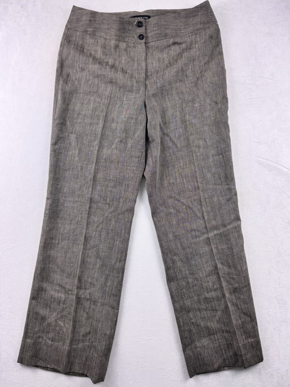 Women’s Jones New York Trousers Sz 8 Wide Waistband Straight Leg Brown EUC